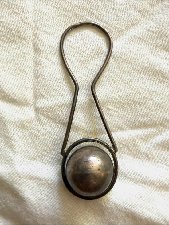Accessories - Vintage Rare 925 Baby Rattle,loop-and-ball, approx.mid-20th-century,Has Hallmark